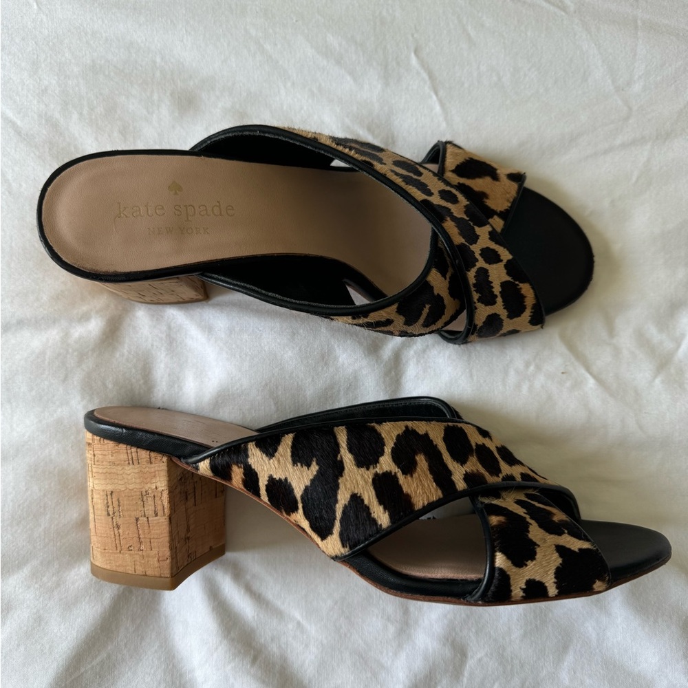 Kate Spade Leopard Print Heels with Black Accents